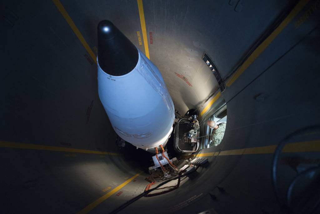 Navy Capt. Frank Bradley, executive assistant to Gen. Joseph F. Dunford Jr., chairman of the Joint Chiefs of Staff, tours the 49th Missile Defense Battalion at Fort Greeley, Alaska.